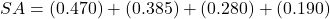 SA​=(0.4&times;70)+(0.3&times;85)+(0.2&times;80)+(0.1&times;90)