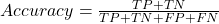 Accuracy = \frac{TP + TN}{TP + TN + FP + FN}