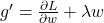 g' = \frac{\partial L}{\partial w} + \lambda w