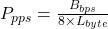 P_{pps} = \frac{B_{bps}}{8 \times L_{byte}}