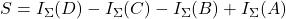 S = I_{\Sigma}(D) - I_{\Sigma}(C) - I_{\Sigma}(B) + I_{\Sigma}(A)